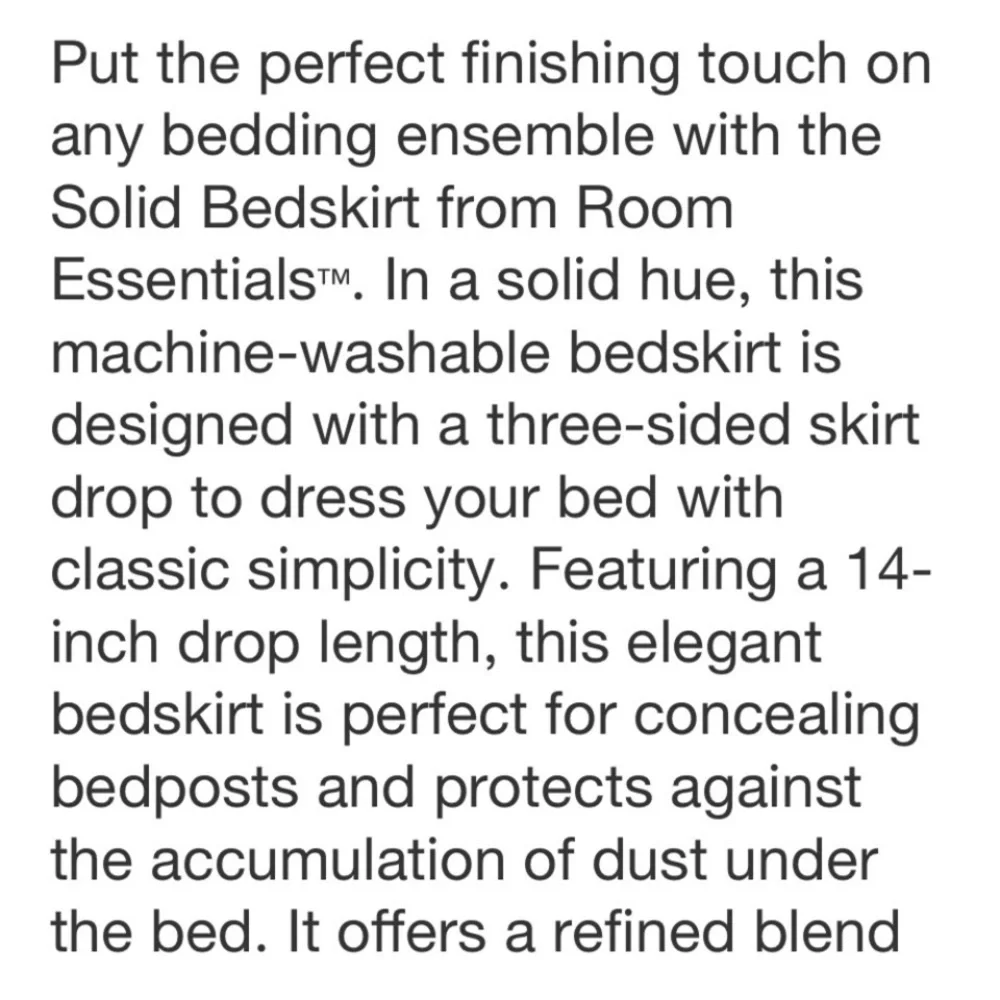 Room Essentials Solid Bed Skirt in Gray twin size 39”x75” 14” drop new
